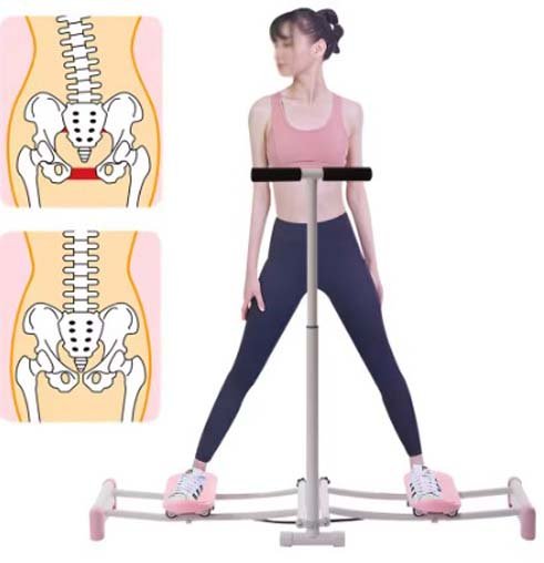 Woman using a ski exercise machine for leg strength training, targeting glutes, quads, and hamstrings in a home gym. High-intensity ski machine workout for lower body toning and endurance