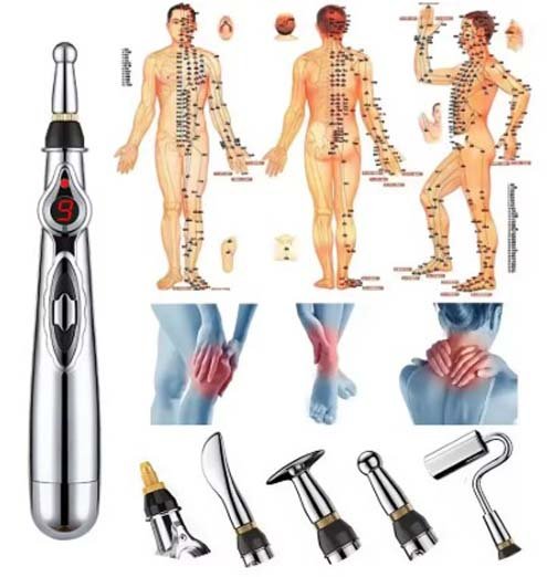 Electronic acupuncture pen for pain relief, meridian energy therapy, and non-invasive acupressure massage. A handheld device for natural healing and muscle relaxation
